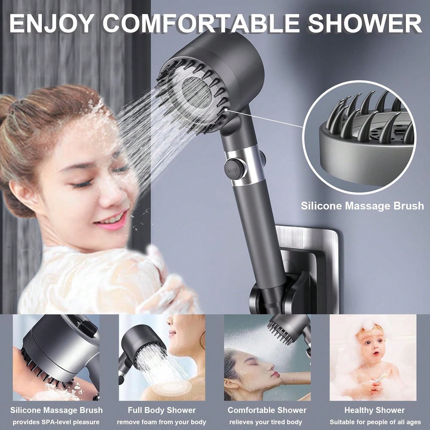 High Pressure Shower Head Handheld - Kepala Shower Genggam Bertekanan Tinggi Dengan