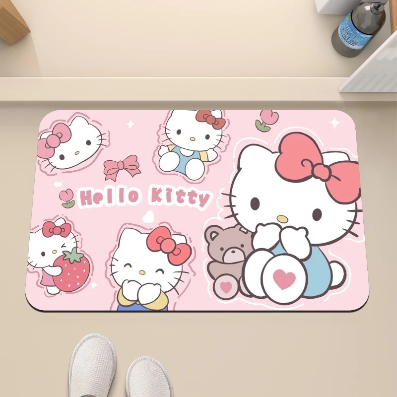 Quick Dry Diatomite Bath Mat - Keset Kamar Mandi Hello Kitty Strawberry