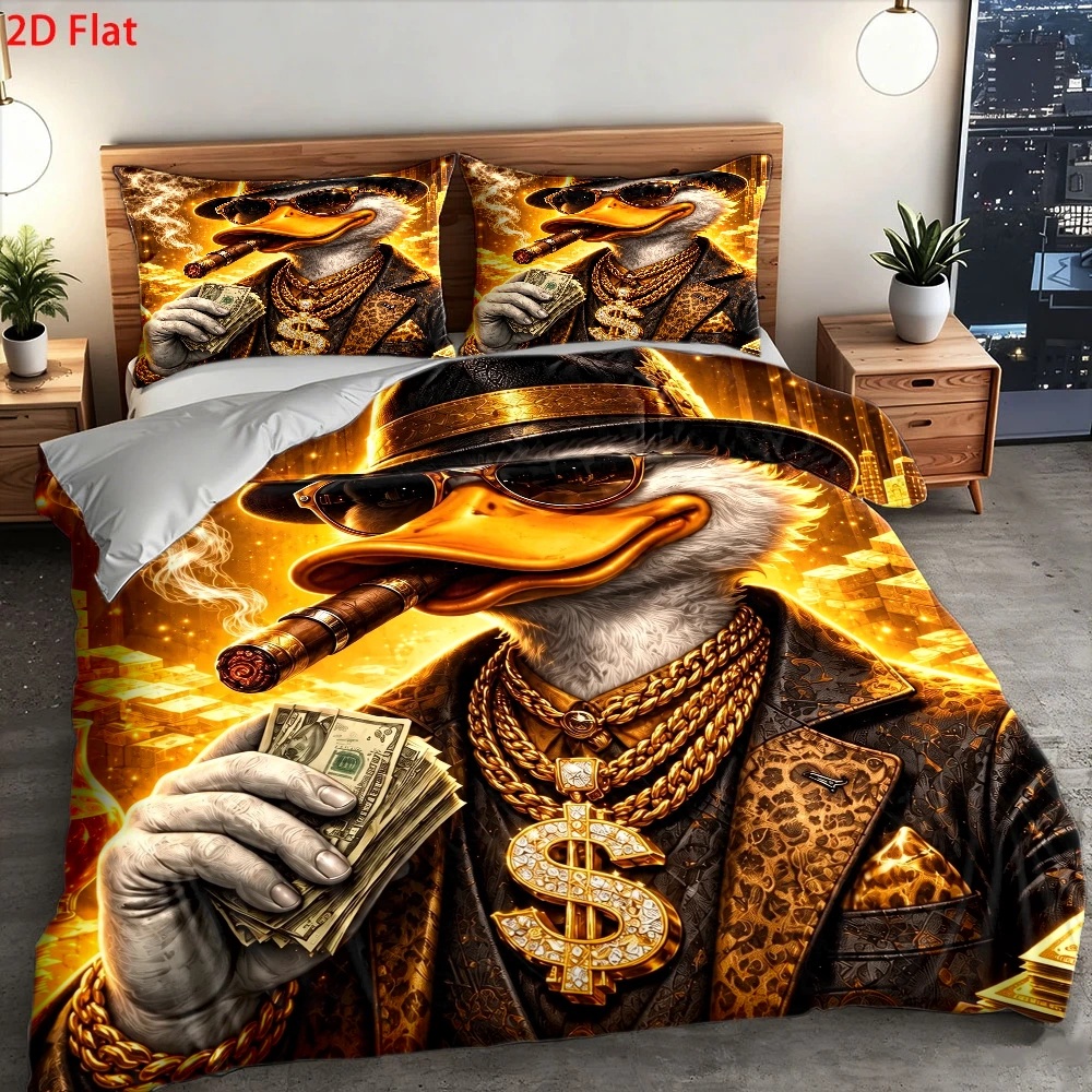 Duvet Cover Sets With Zipper - Set Sarung Selimut Bertema Bebek Kaya,