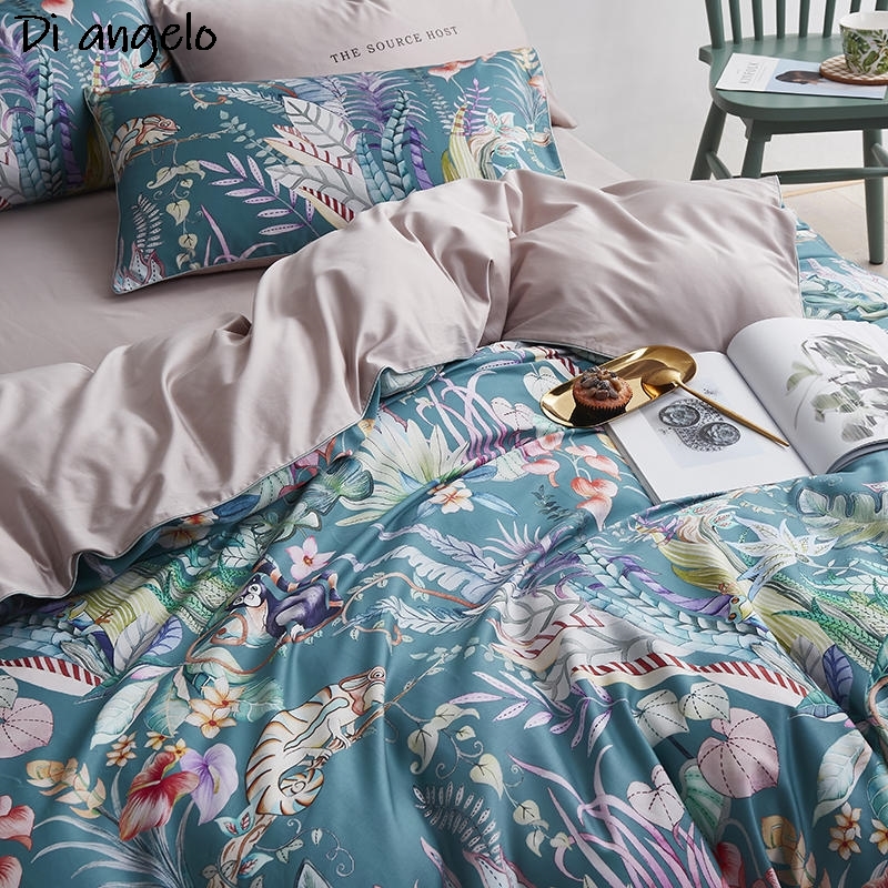 600TC 4Pcs Set Sprei Katun Mes - Aesthetic Floral Duvet Cover ulasan dan harga