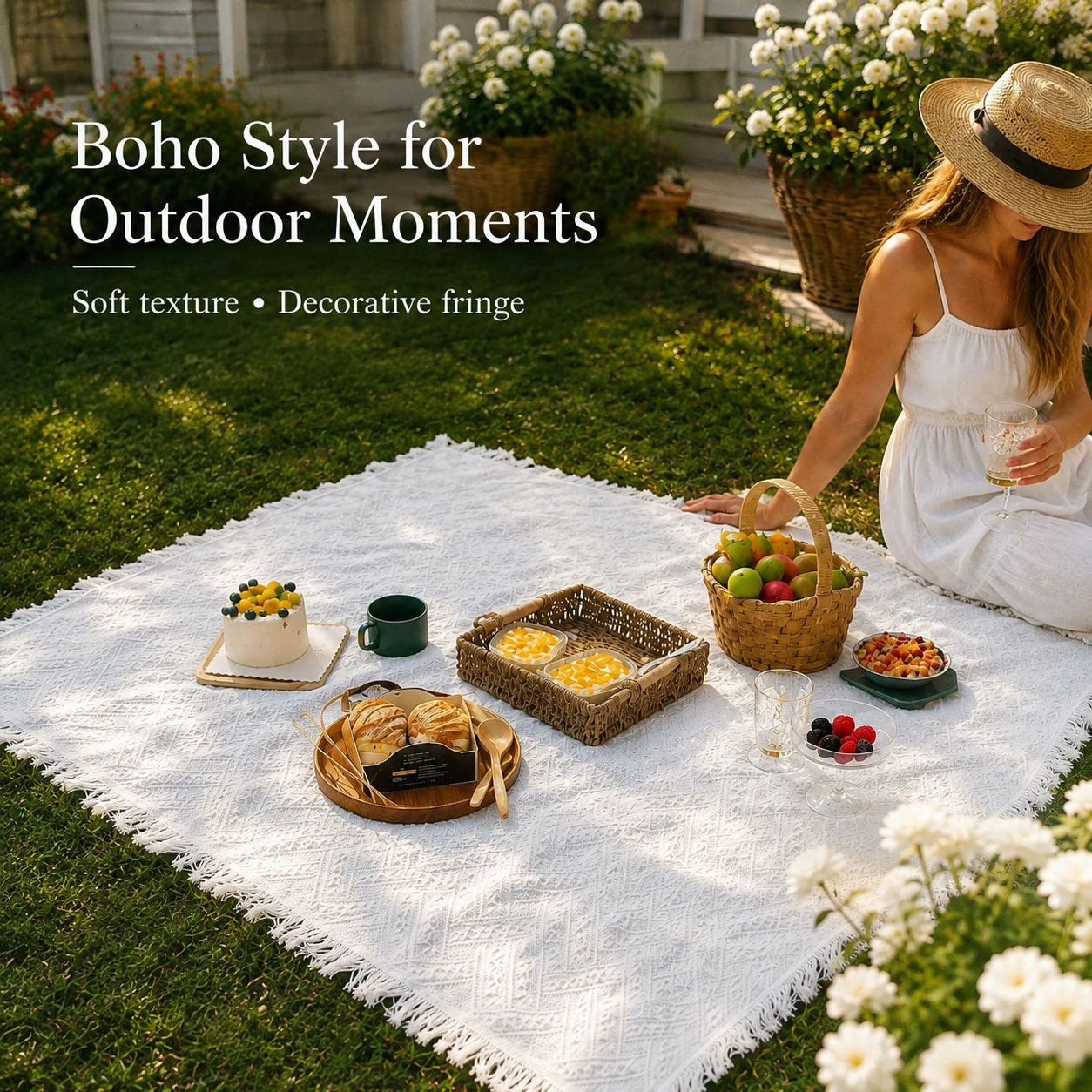 Selimut Piknik Boho, Alas Camp - Boho Throw Blanket Fringe ulasan dan harga