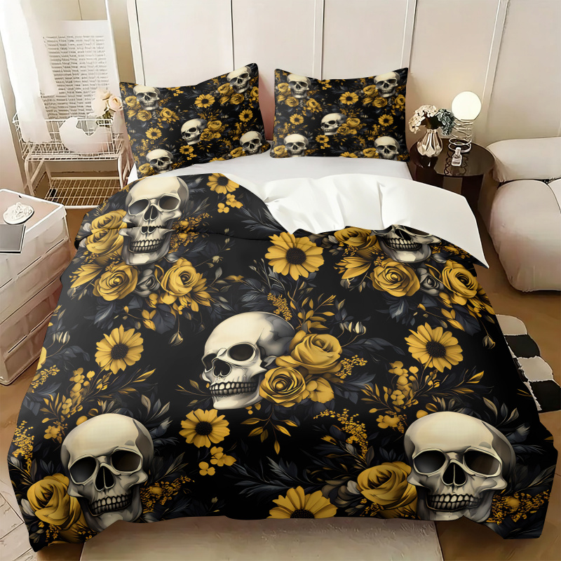 Set Sprei Motif Tengkorak Este - Aesthetic Floral Duvet Cover ulasan dan harga