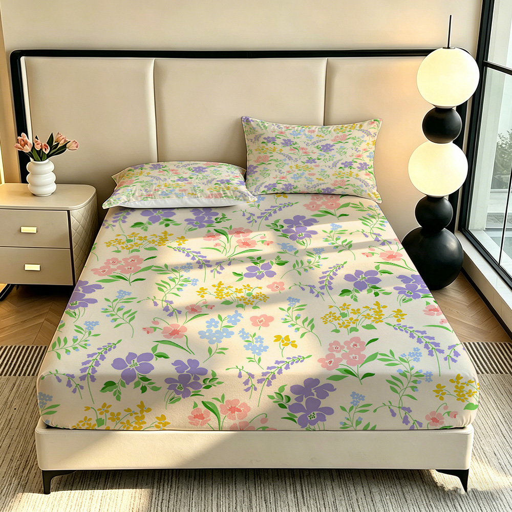 Set Sprei 3 Potong Motif Bunga - Fitted Bed Sheets Deep Pocket ulasan dan harga